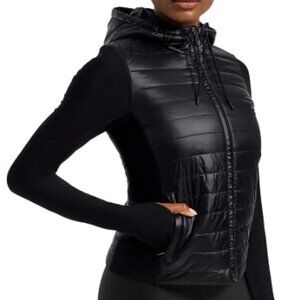 Bandier Pro Fleece Mix Puffer Zip Jacket in Black